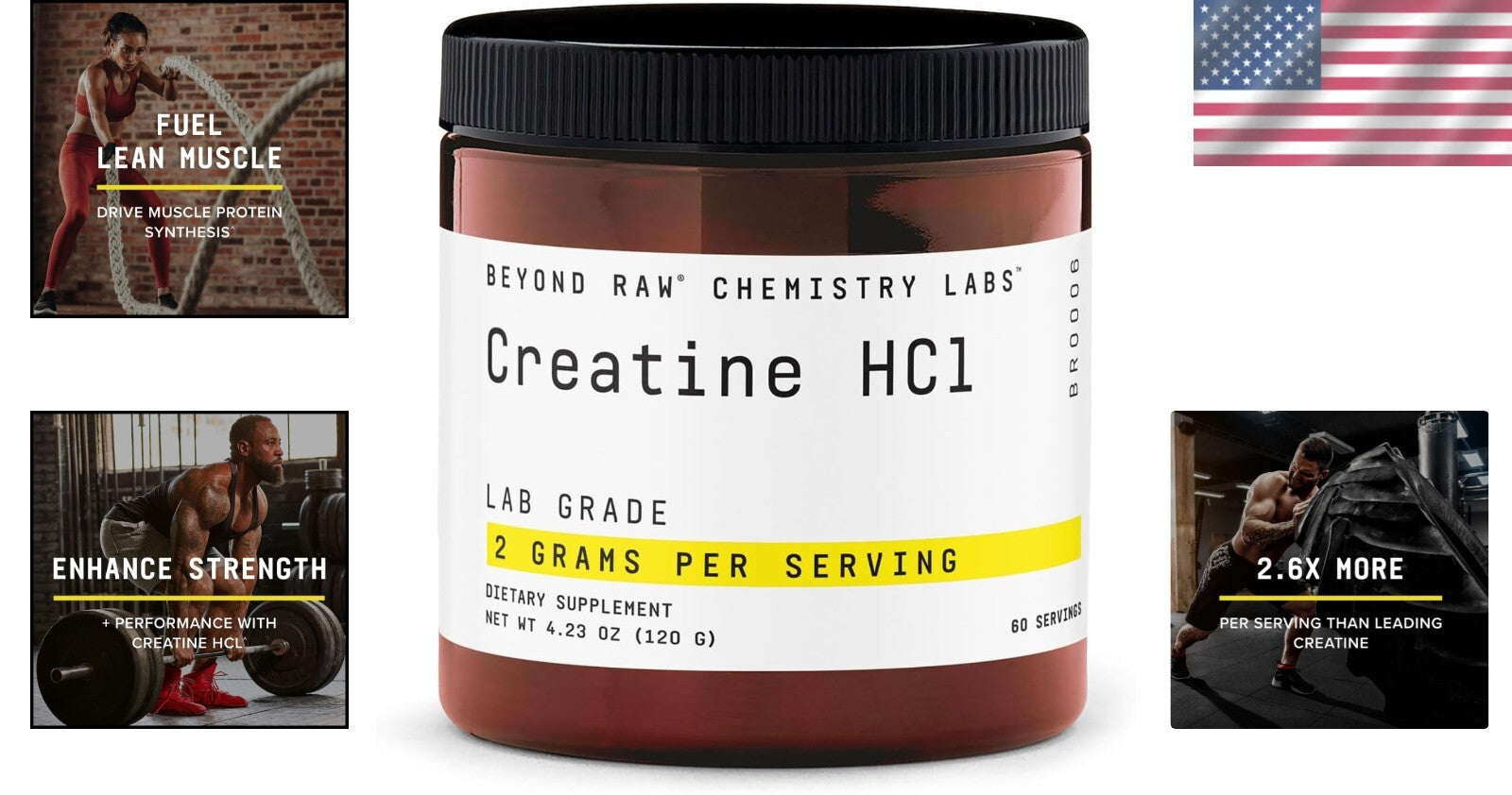 Quick-Dissolving Creatine HCl - 60 Servings for Enhanced Workouts & Recovery