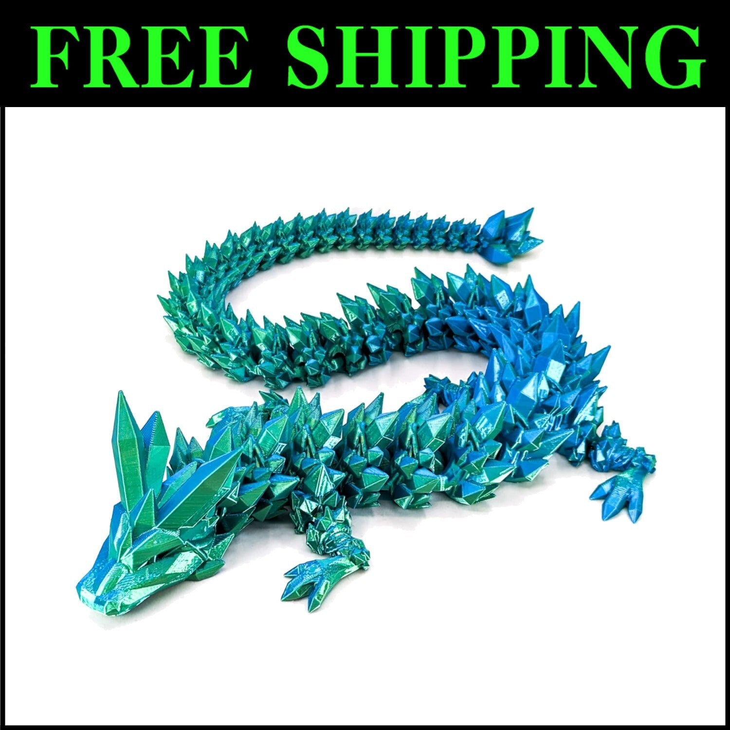 Large 24-Inch Articulated Rainbow Dragon Figure - Eco-Friendly 3D Printed Colors
