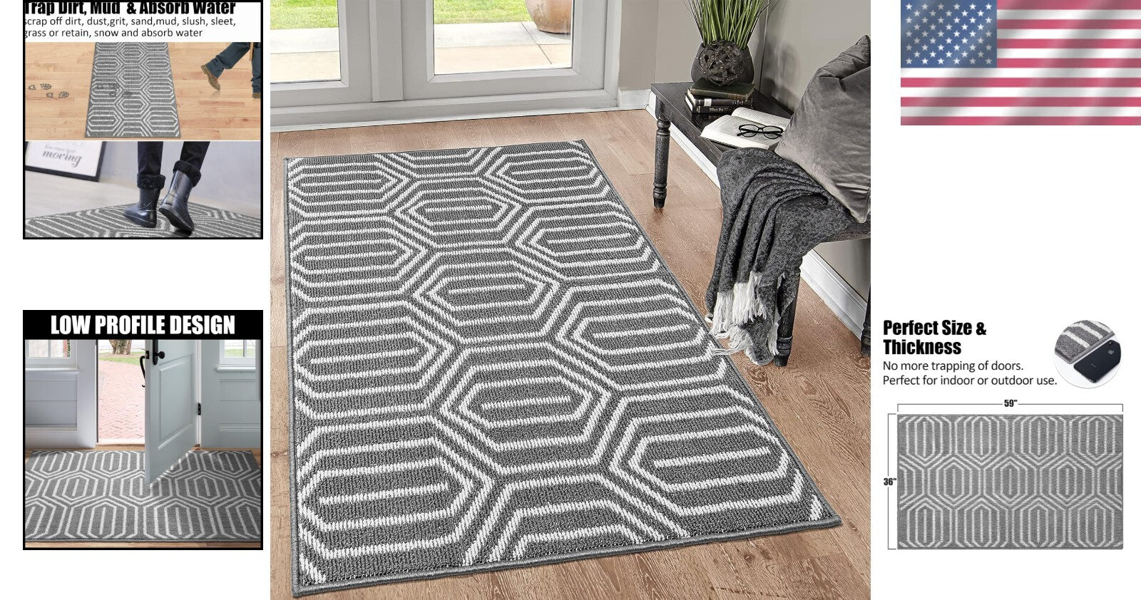 Durable Machine Washable 36"x59" Entrance Mat - Perfect for High Traffic Areas