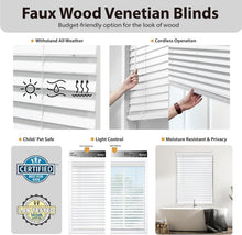 Load image into Gallery viewer, Versatile Cordless Faux Wood Blinds, 60" W x 64" H - Weather &amp; Privacy Control