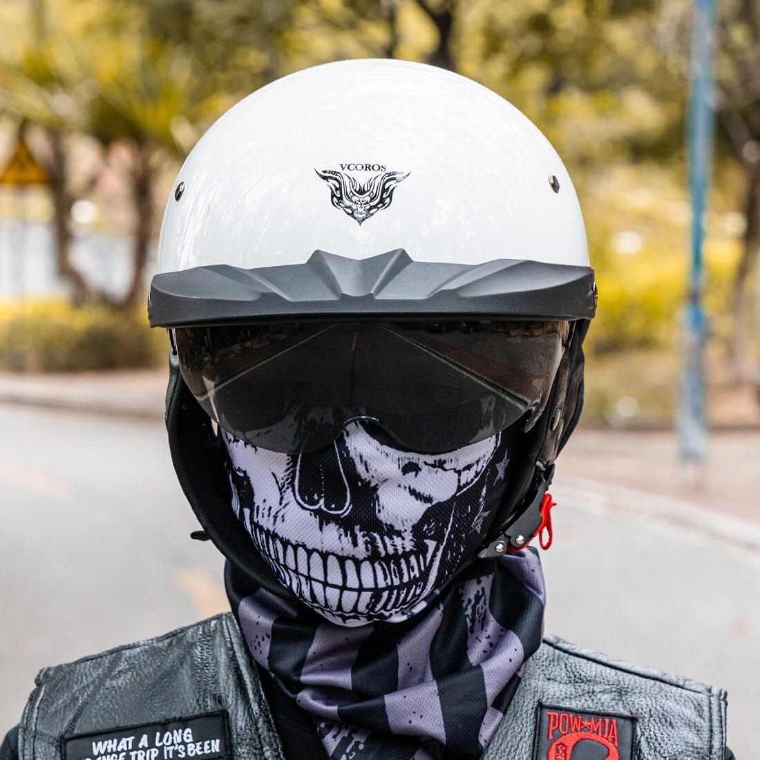 DOT Approved Retro Open Face Motorcycle Half Helmet with Quick Release Buckle