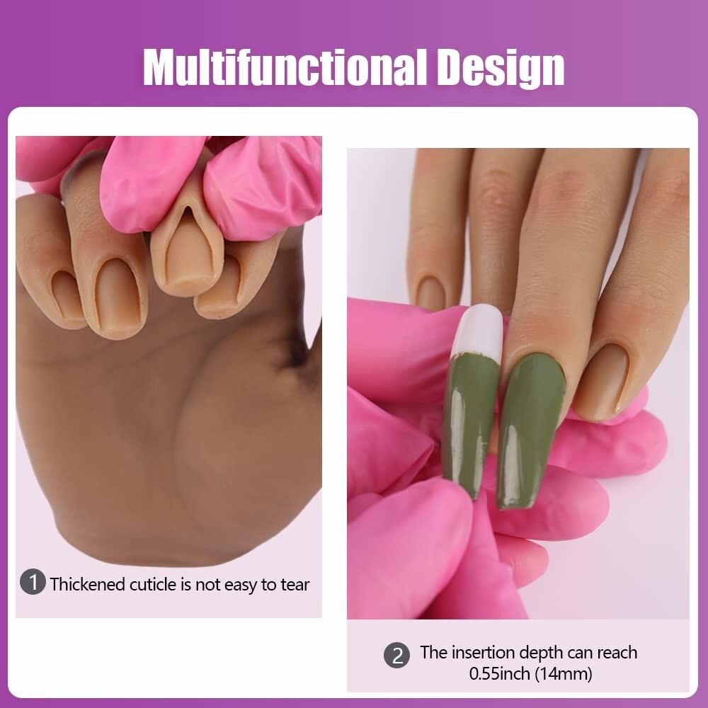 Flexible Nail Art Practice Hand - High-Quality Silicone with Bendable Fingers