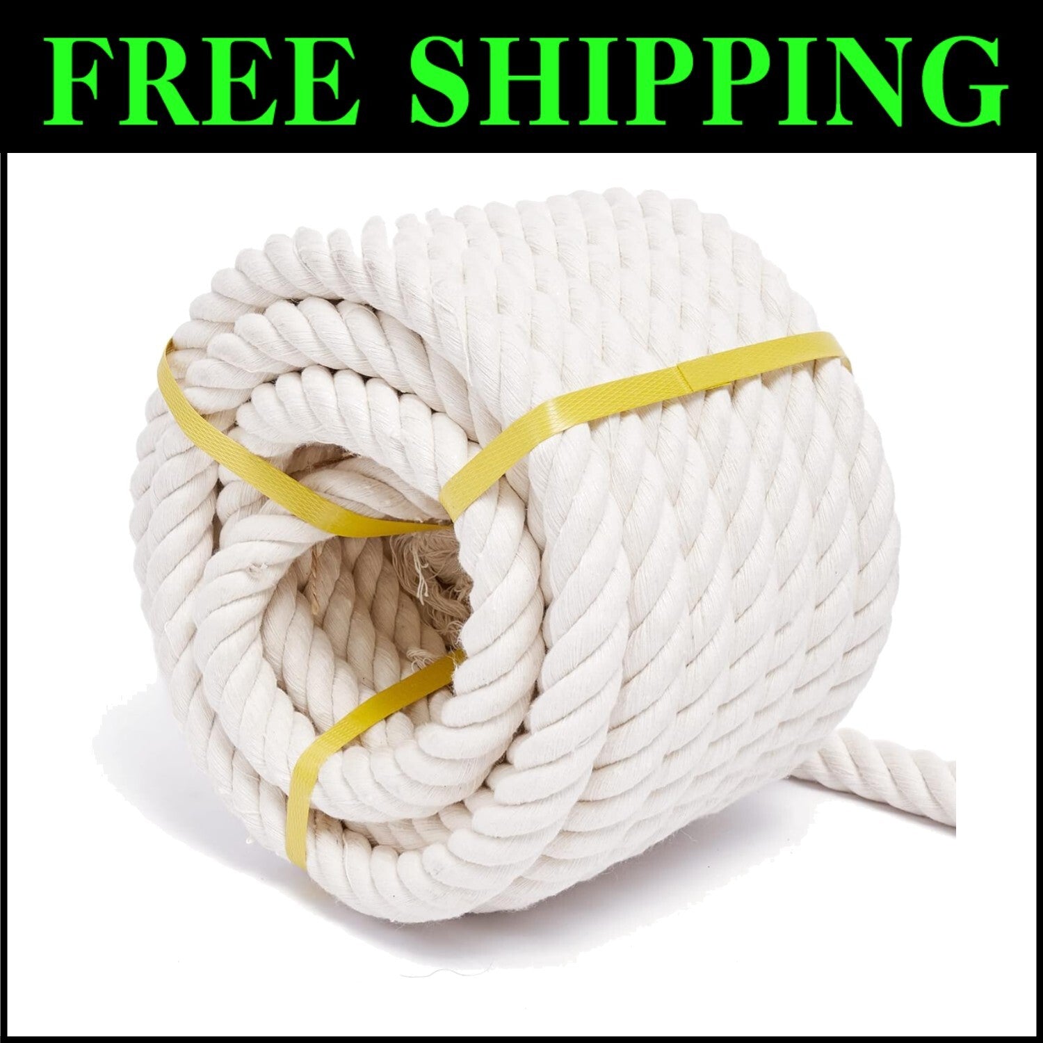 Versatile 1 Inch Thick Cotton Craft Rope - 100 Feet for Indoor & Outdoor Use