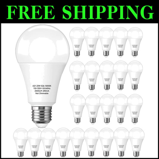 Energy-Efficient A21 23W LED Bulb - 2500 Lumens Daylight White for Bright Spaces