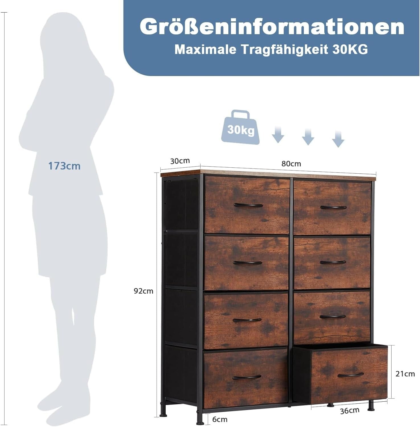 Compact 8-Drawer Storage Tower - Lightweight and Durable Bedroom Organizer