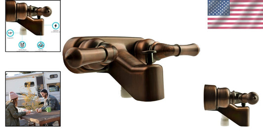 Stylish RV Tub & Shower Faucet Valve Diverter with Classical Bronze Handles