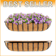 Load image into Gallery viewer, Classic 30” Window Box Deck Railing Planter with Natural Coco Liners - Set of 2