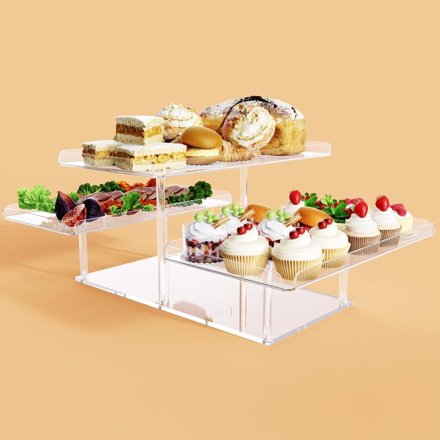 Sophisticated Tiered Dessert Display Stand - Polished Acrylic for Celebrations