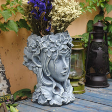 Load image into Gallery viewer, Large Diameter Goddess Head Planter - 14 Inch Resin Pot for Flowers &amp; Succulents