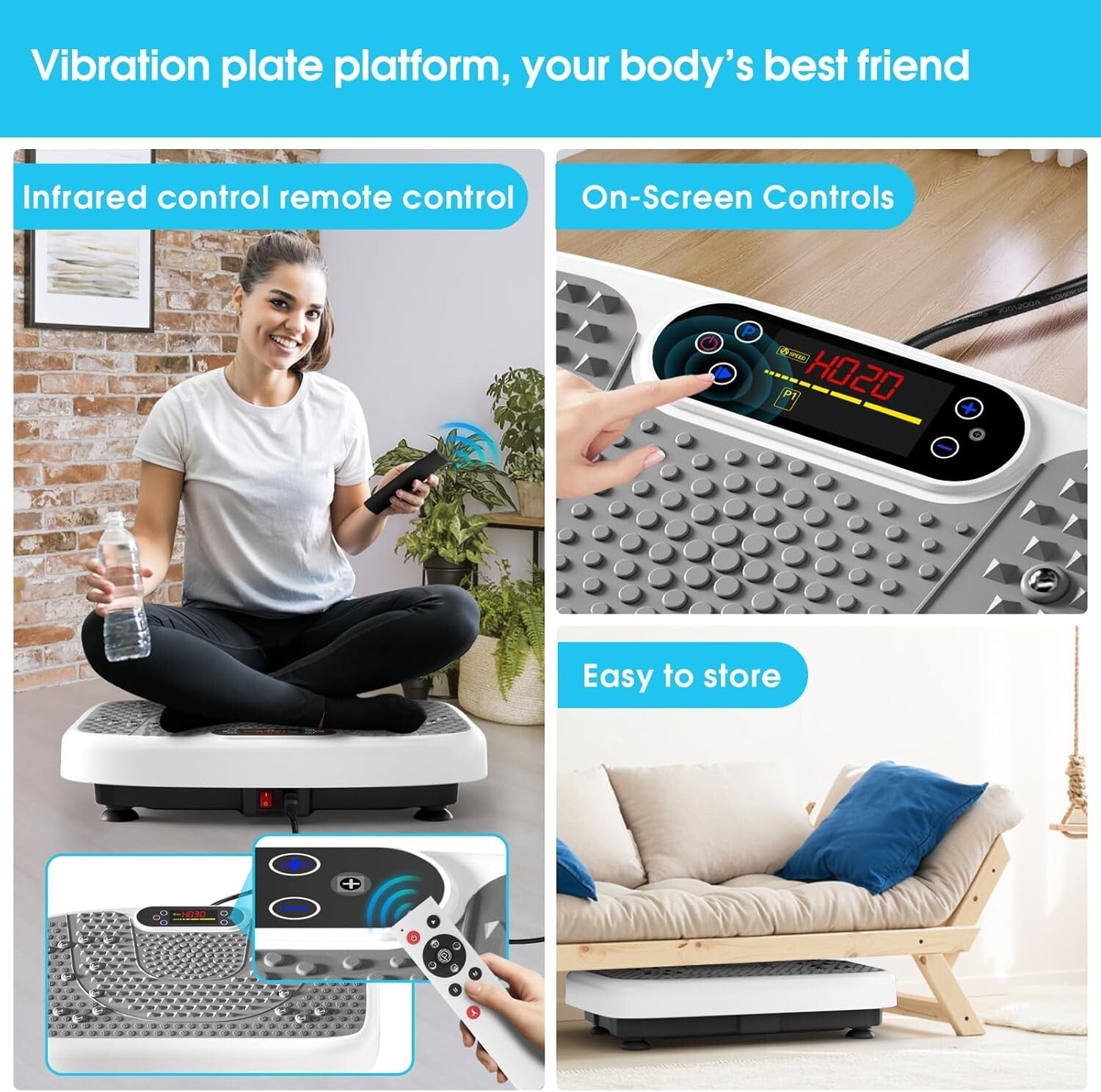 Efficient Vibrating Plate for Home Workouts - 400 lbs Capacity & Non-Slip Design