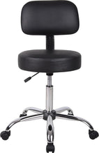 Load image into Gallery viewer, Ergonomic Black Vinyl Medical Spa Stool with Back Cushion &amp; Adjustable Height
