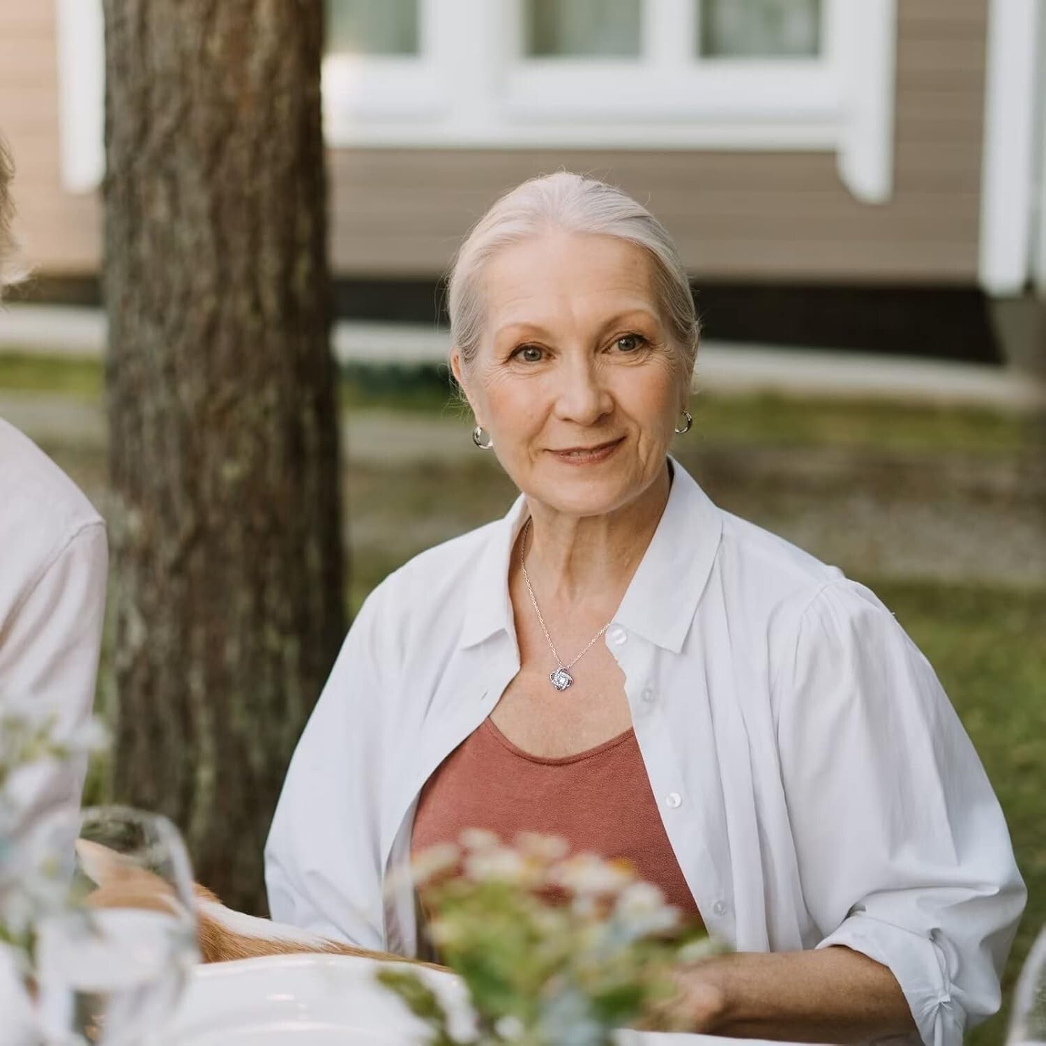 Dainty Love Knot Necklace in 14K White Gold - Perfect for Mother’s Day Gifts