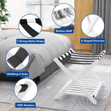 Load image into Gallery viewer, Elegantly Foldable Bamboo Luggage Rack with Upgraded 5 Nylon Straps, 1 Pc