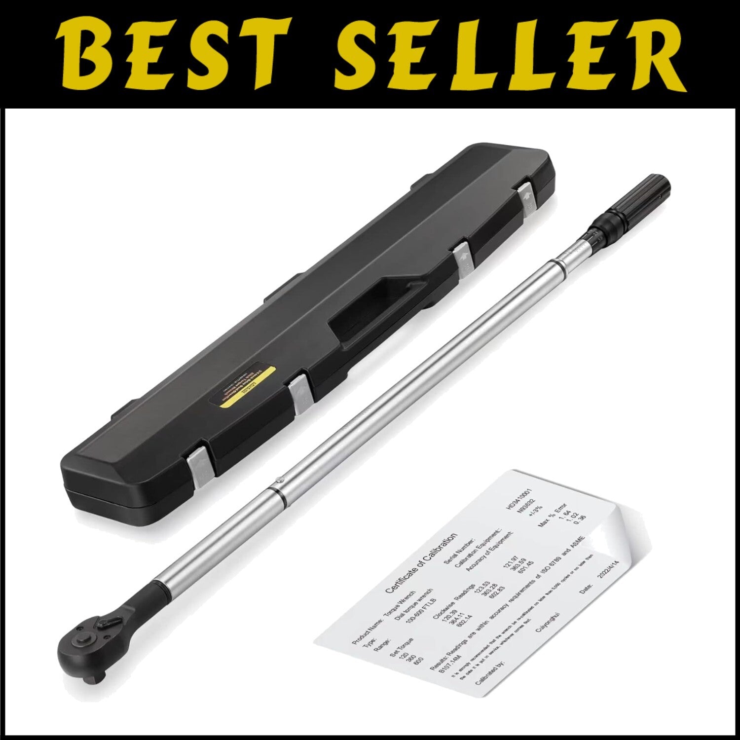 Compact 3/4-Inch Torque Wrench 100-600ft.lb with Alloy Head and Easy Read Scale