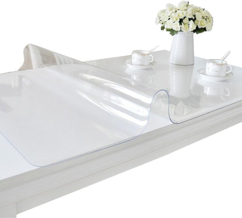 Durable Rectangular Table Cover Protector - 1.5mm Clear PVC Table Mat 40 x 60''