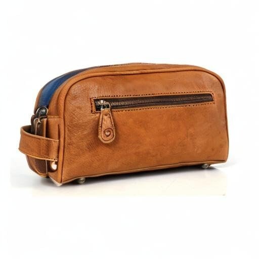 Elegant 10" Leather Dopp Kit with Waterproof Lining - Travel Essentials Unisex