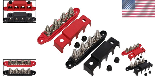 Durable 3/8" Bus Bar with Detachable Cover - 250A Marine & Battery Applications