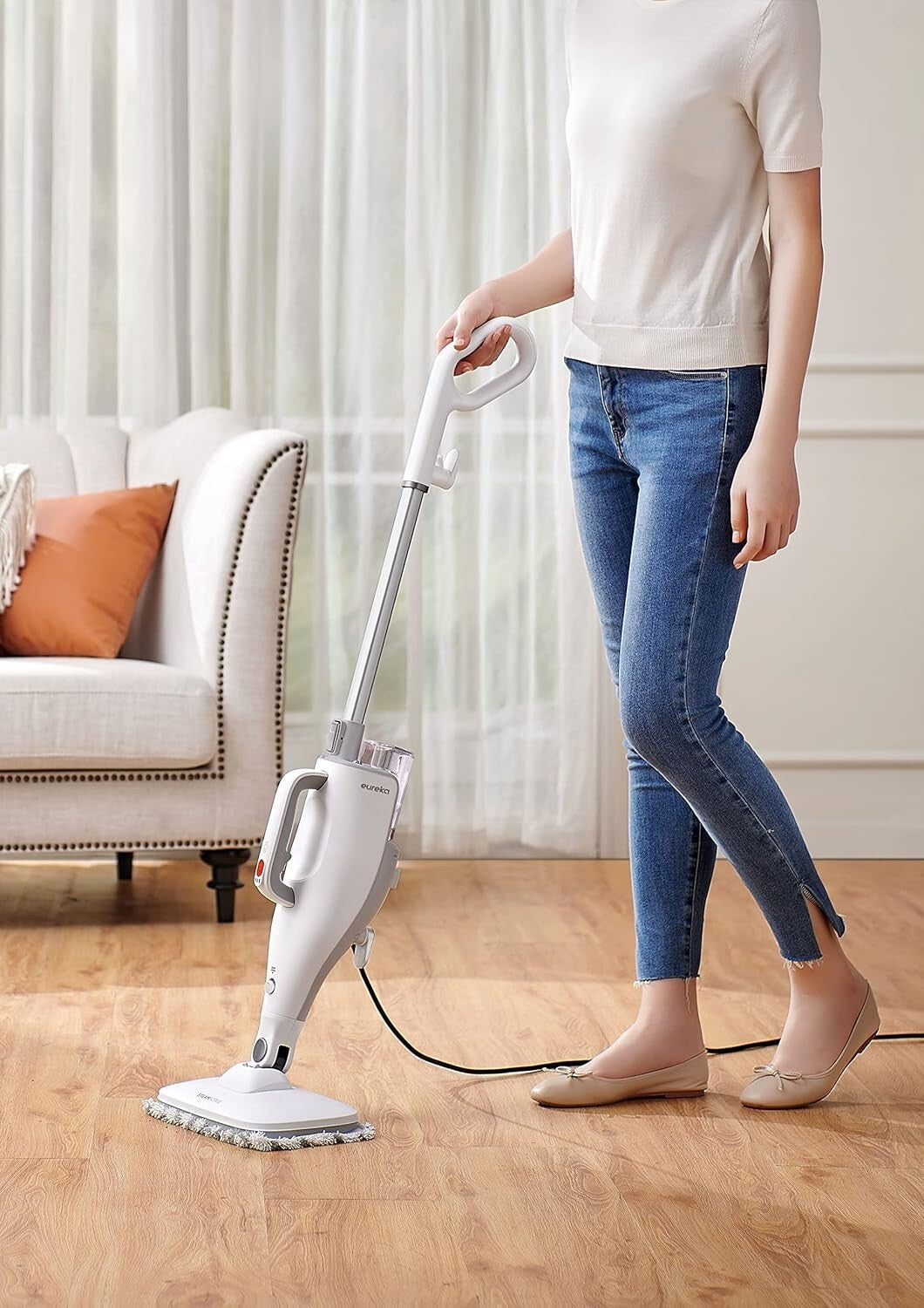 Efficient Steam Mop for Hard Floors & Rugs - Quick Heating, Lightweight Design