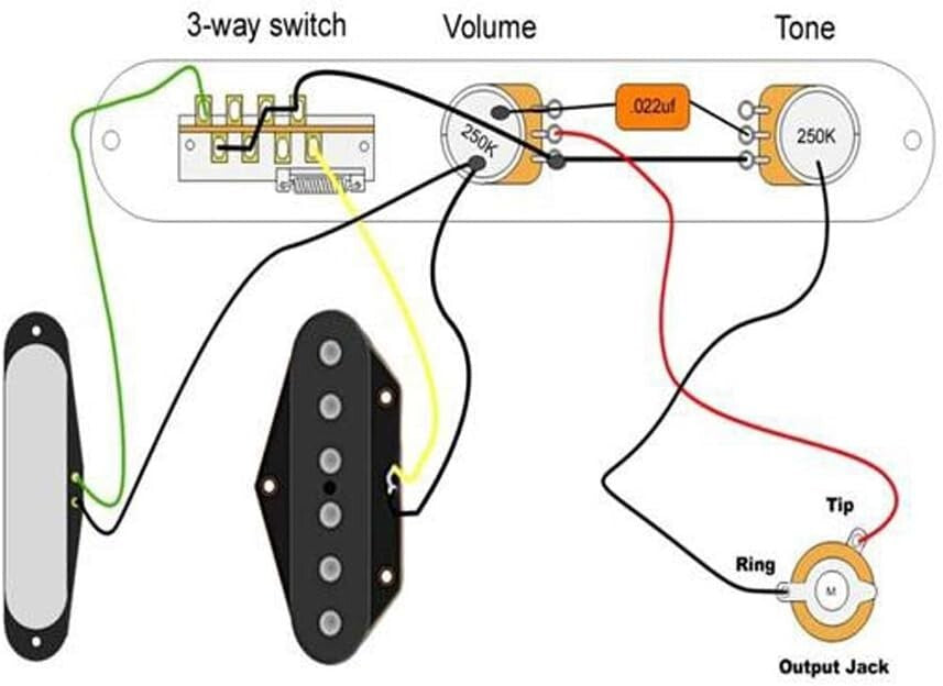 Telecaster-Style Guitar 6-Saddle Bridge Set with Chrome Control Plate and Pickup