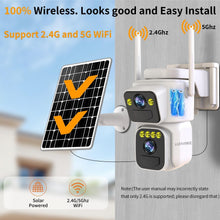 Load image into Gallery viewer, Dual Lens Solar Powered Security Cameras - 2K Outdoor WiFi, Color Night Vision