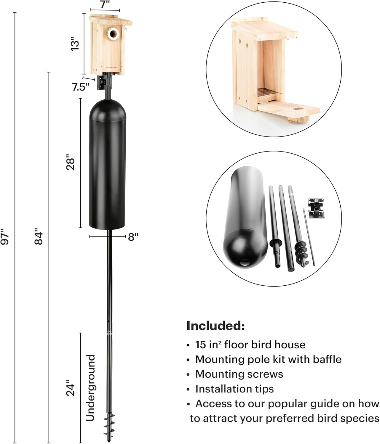 Durable Weatherproof Bird House with Predator Guard - Family-Designed Quality