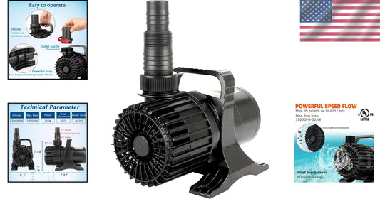 High Flow 5700GPH Submersible Water Pump - UL Listed for Safety & Performance