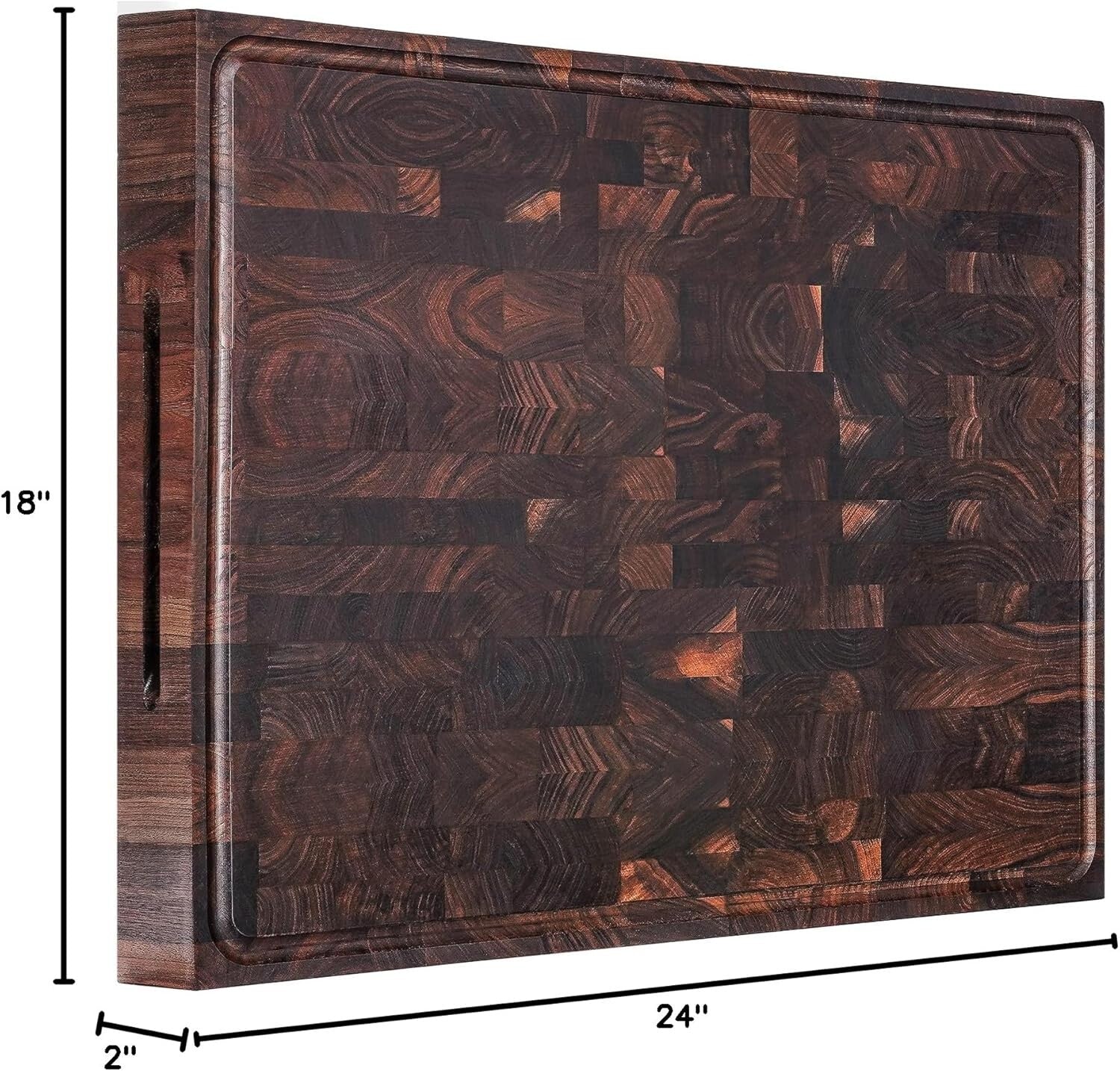 Elegant Walnut Wood Chopping Board 24x18x2 In - Perfect Gift for Cooking Lovers