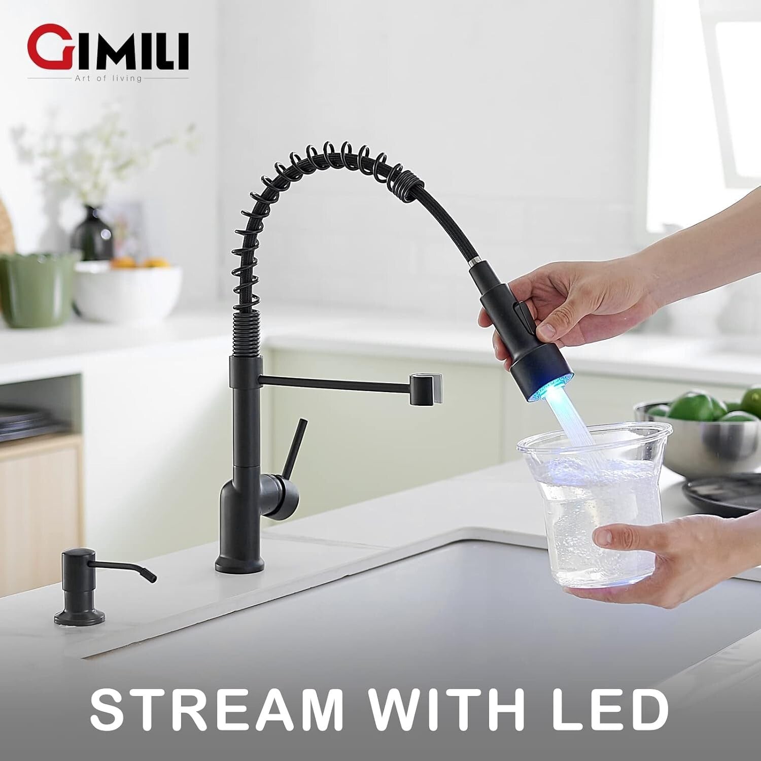 360-Degree Swivel Kitchen Faucet with Dual Function LED Sprayer for Modern Homes