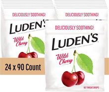 Load image into Gallery viewer, Luden's Wild Cherry Sore Throat Drops - 90 Count, Fast Relief for Kids &amp; Adults