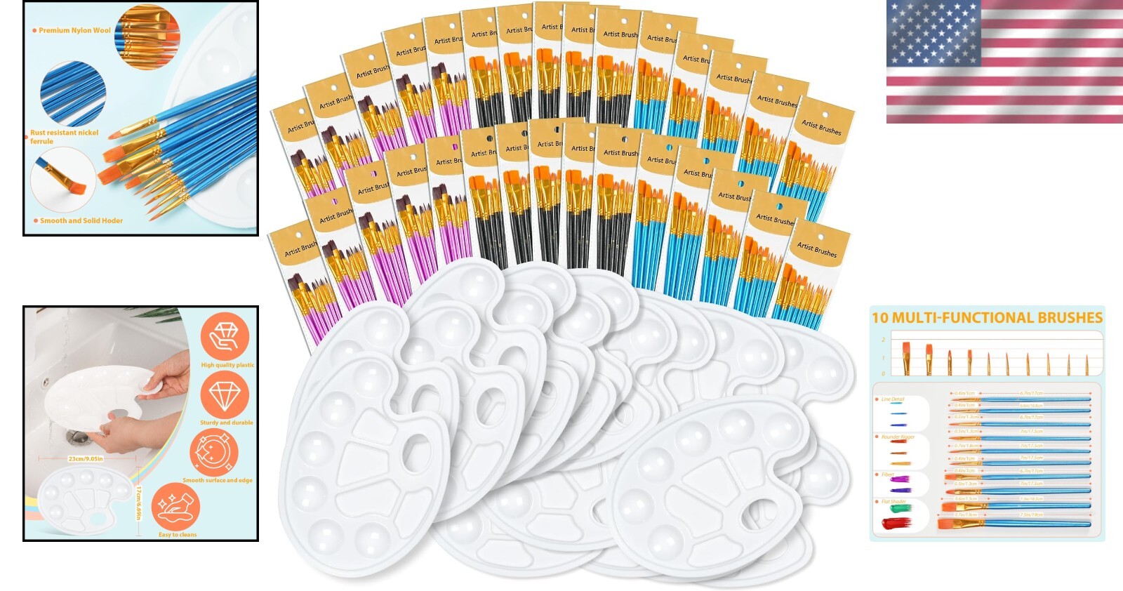 Deluxe 330-Pcs Paint Brushes and Palettes Set for Beginners to Advanced Artists