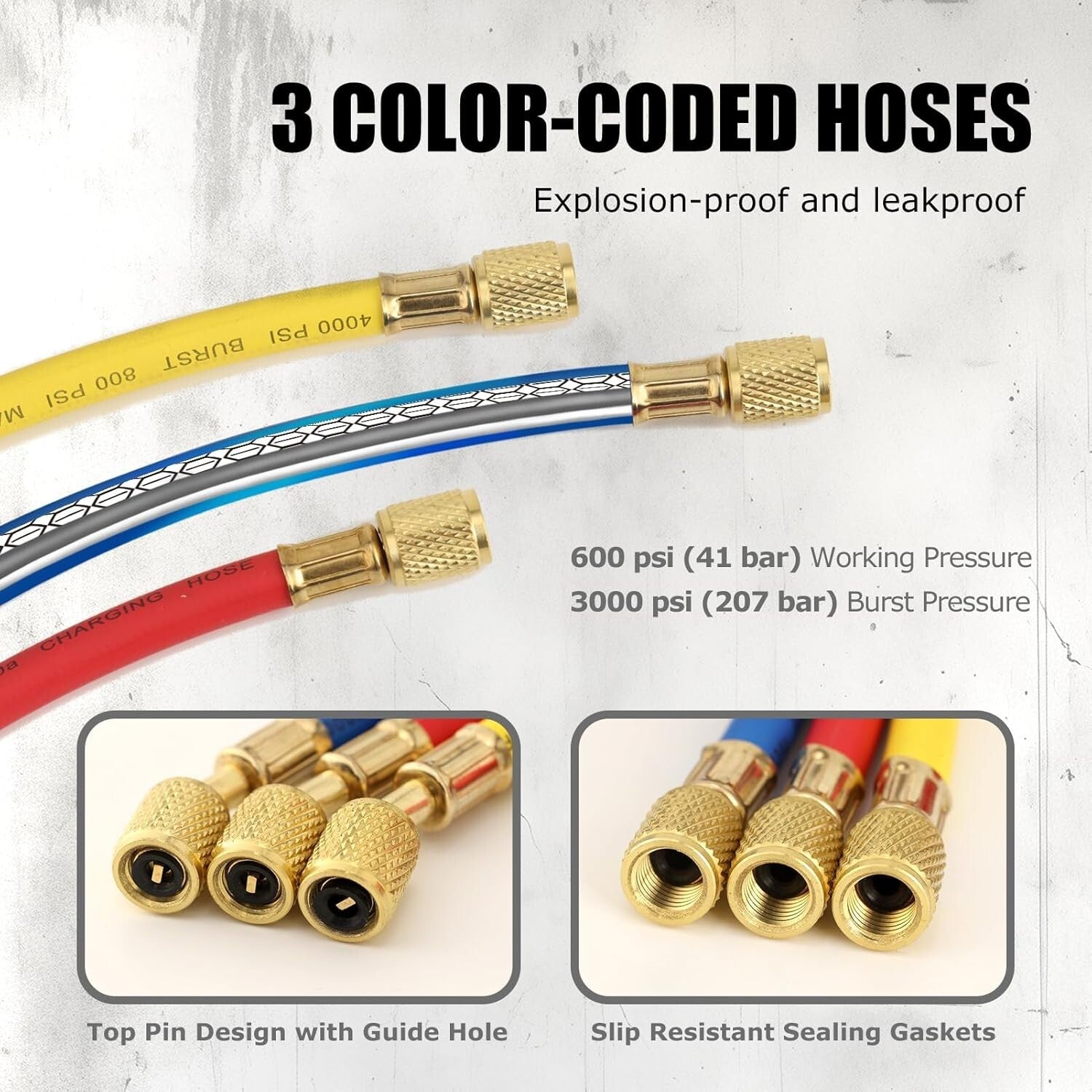 Professional 3-Way A/C Manifold Gauge Set for R134A R12 R22 R502 Refrigerants