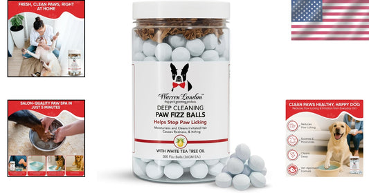 Deep Cleaning Paw Soak Fizz Balls: 300 Groomer-Size Relief Tablets for Dogs