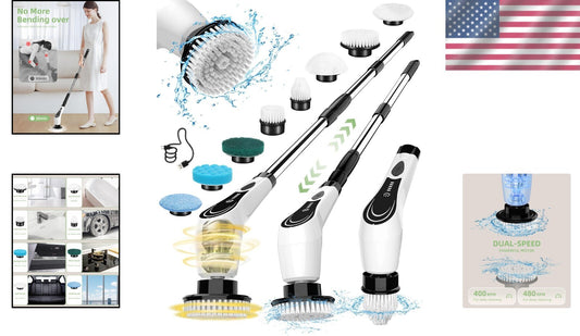 Waterproof Electric Spin Scrubber - Lightweight & Cordless with 2 Speed Settings