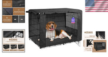 Load image into Gallery viewer, Heavy-Duty Dog Crate Cover for 42-Inch Wire Crates - Black Polyester Style