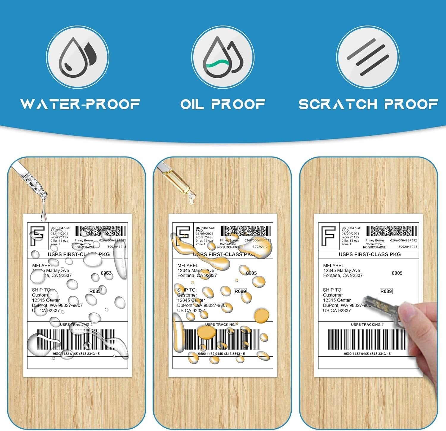 Waterproof 4x6 Self-Adhesive Labels, 10 Rolls of 250 for E-commerce Shipping