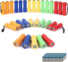 Load image into Gallery viewer, Bright &amp; Portable 30-Pack Flashlights - 5 Colors with Batteries for Fun &amp; Safety