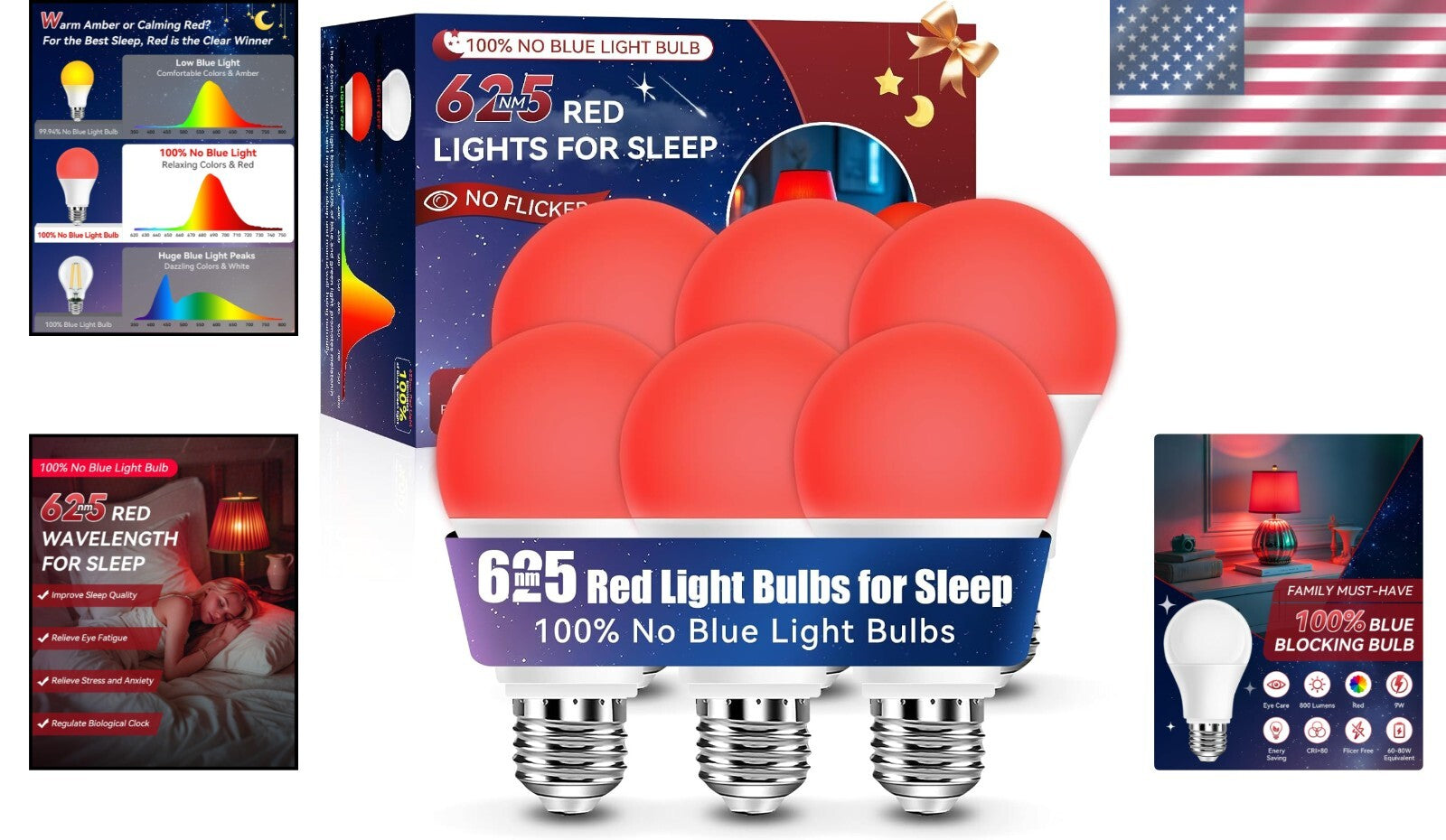 High-Brightness 900 Lumen Red Night Light Bulbs - Ideal for Bedrooms & Nurseries