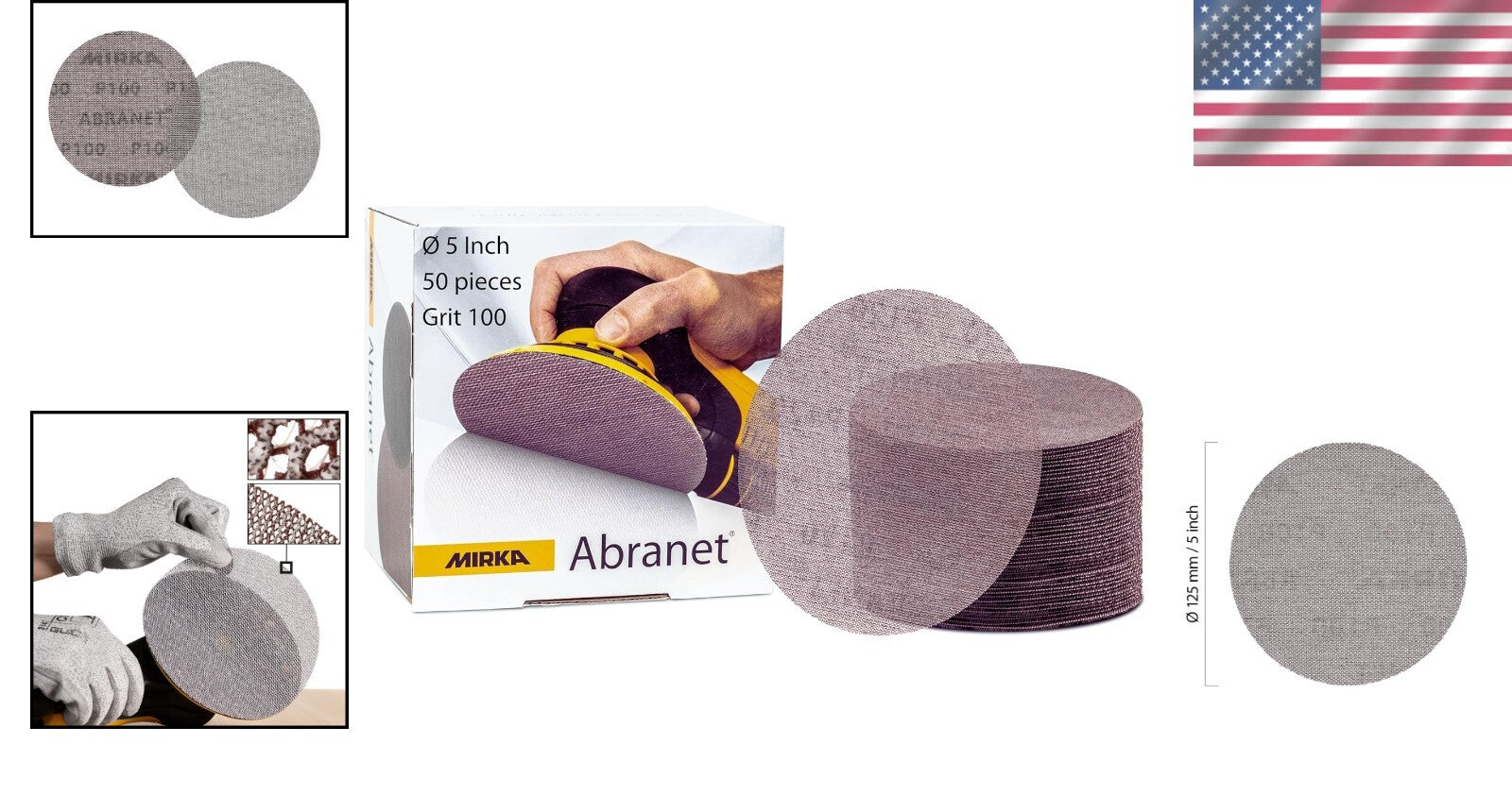 50 Pack 5-Inch P100 Aluminum Oxide Sanding Discs - Dust-Free Technology