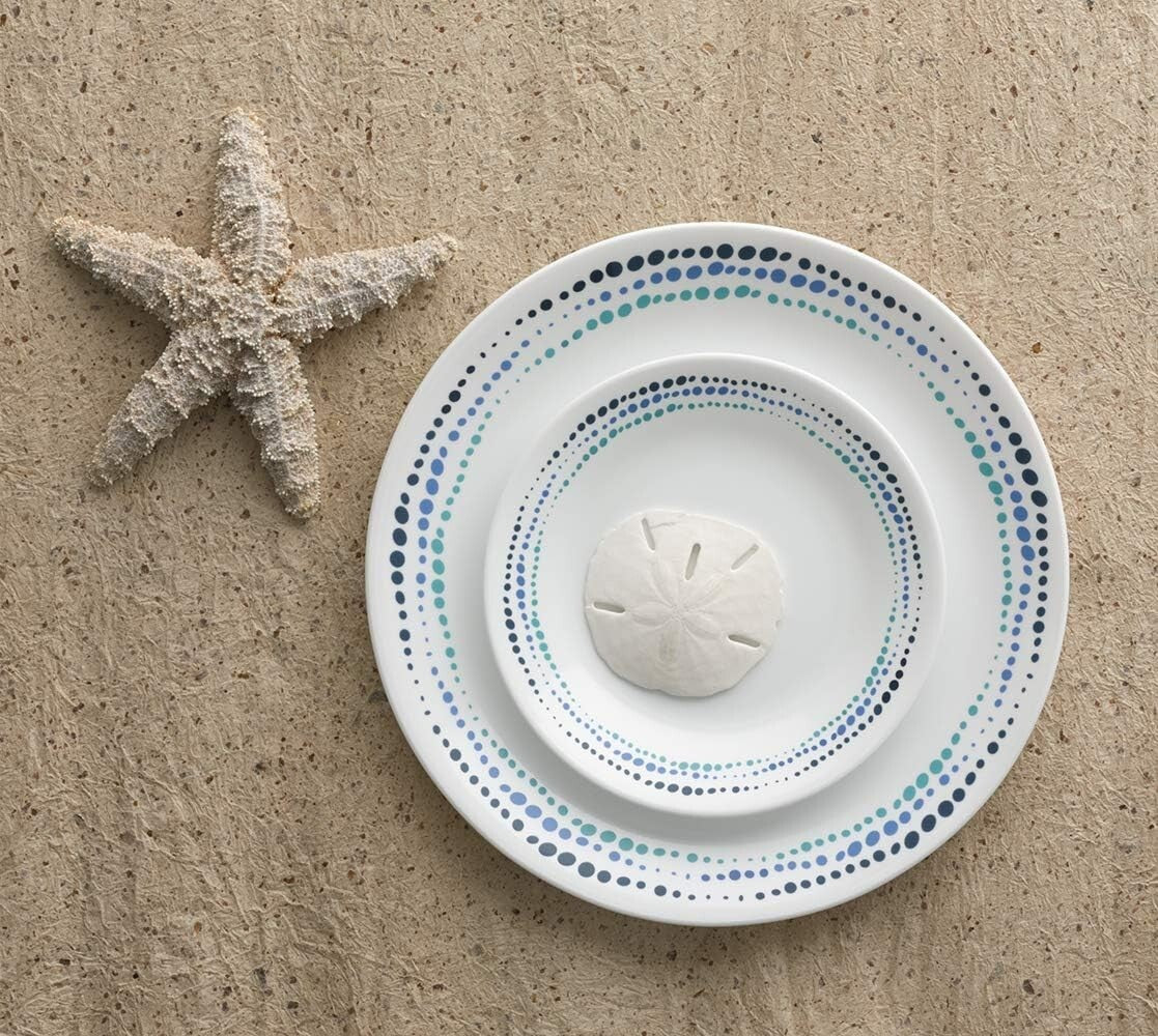 Classic Ocean Blue Dinnerware Set for 6 - Lightweight, Dishwasher Safe & Stylish