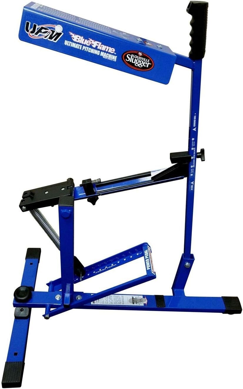 Blue Flame Pitching Machine - Adjustable Speed for Baseball and Softball Drills