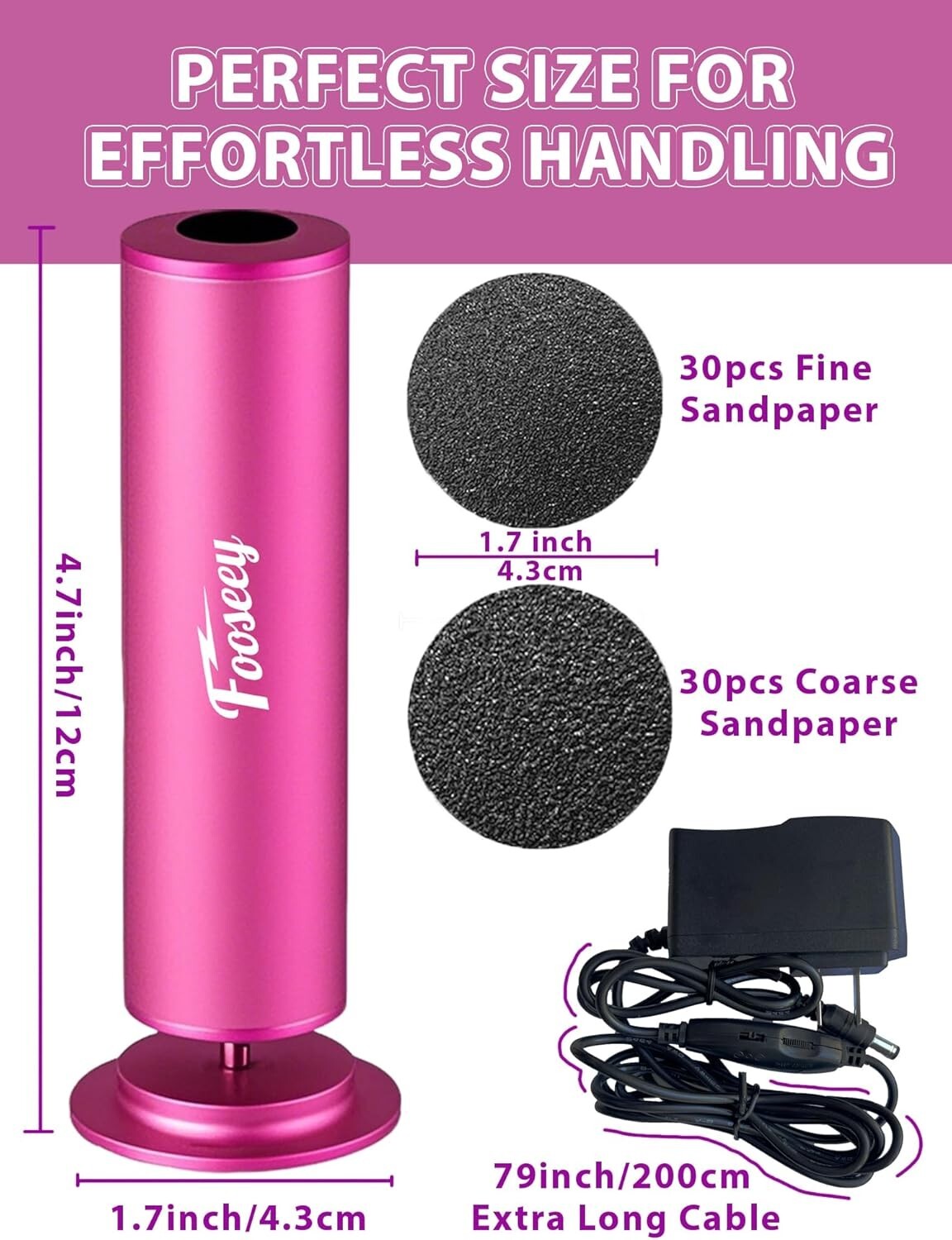Professional Electric Foot File - Upgrade with 60 Sandpaper Discs & 6.5FT Cord