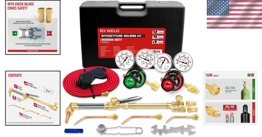 15-Piece Heavy Duty Oxy Acetylene Torch Kit with Check Valves for Professionals