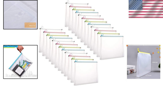 Clear Zipper Envelopes 9.8 x 12.7 Inches - 24 Pack for School & Office Use