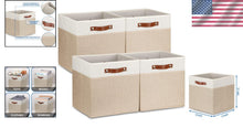 Load image into Gallery viewer, Stylish 13 Inch Cube Storage Bins with Soft Lining and Durable Leather Handles