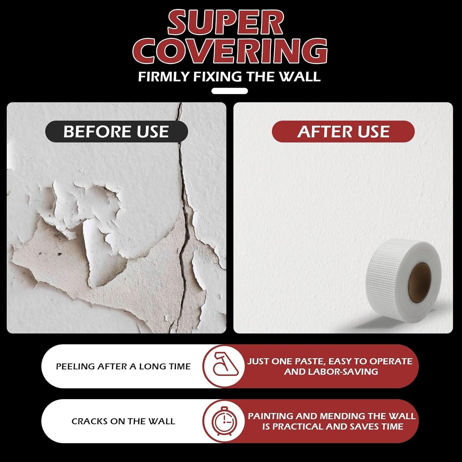 12Pcs 1.97-inch Fiberglass Drywall Mesh Patch Tape - Durable & Repositionable