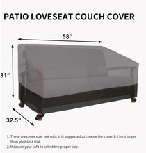 Load image into Gallery viewer, 58 Inch Heavy Duty Waterproof Outdoor Couch Cover with Elastic Closure &amp; Handles