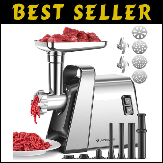 Durable 3000W Electric Meat Grinder with Organized Storage & Safety Features