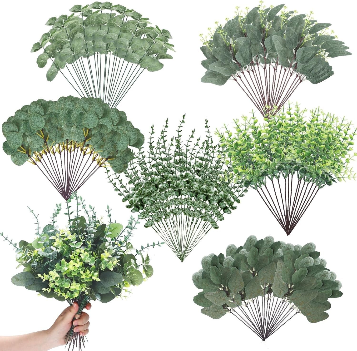 200 Pcs Water-Resistant Mixed Eucalyptus Stems for Elegant Floral Arrangements