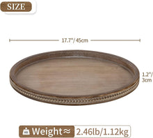 Load image into Gallery viewer, Rustic Luxury Brown Wooden Tray - Beaded Decorative Centerpiece for Living Room