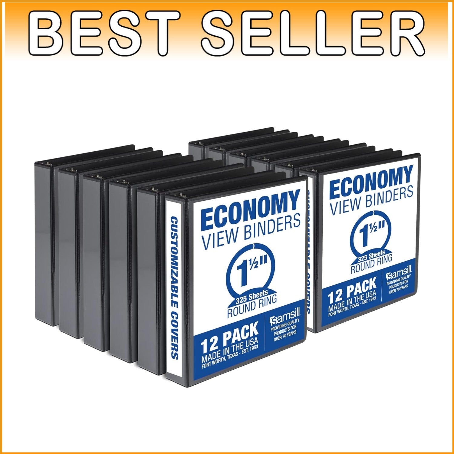 12-Pack 1.5 Inch 3-Ring Binders with Clear View Cover - Organize with Style